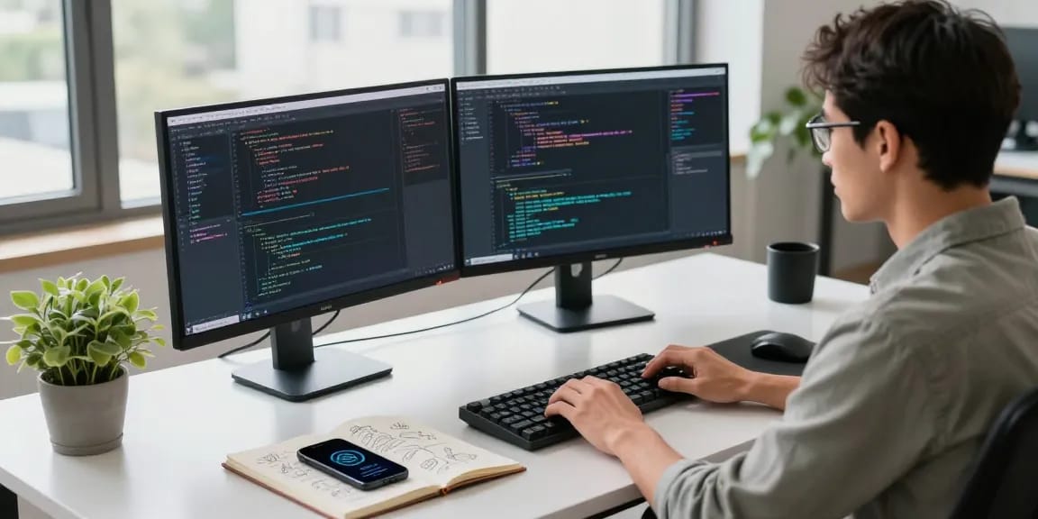 Developer coding in a modern workspace, representing the WPS Official Website.