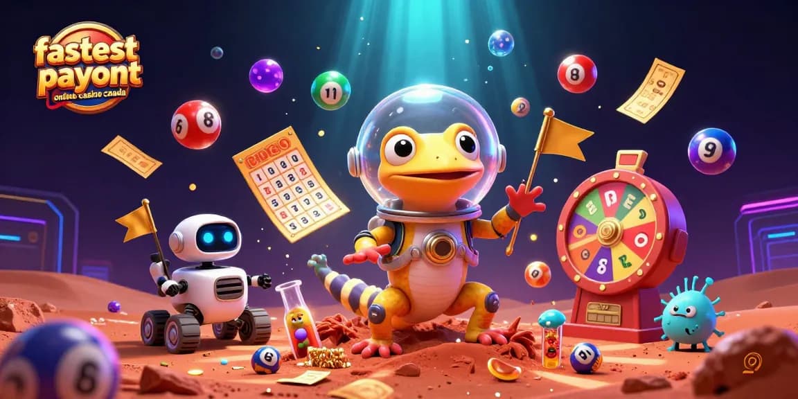 Engage with the fastest payout online casino Canada featuring vibrant characters in a lively casino scene.