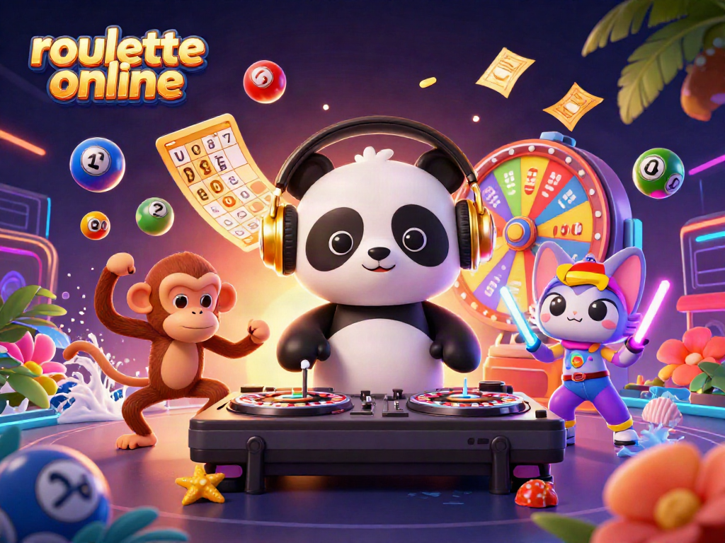 Experience the excitement of roullete online with vibrant characters and games in this lively 3D scene.